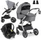 hauck 3in1 Kinderwagen Set Vision X mit Drive N Care Babyschale - Kombikinderwagen mit Federung und höhenverstellbarem Sitz - Melange Grey