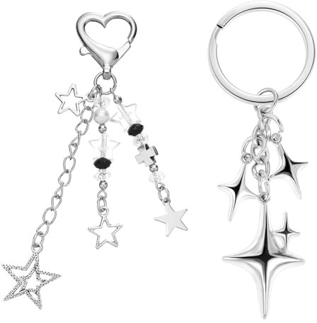 Vimmvid 2 Stück Y2K Keychain Taschen Anhänger Bag Charms, Phone Charm Handyanhänger, Handy Anhänger Kette Stylisch Schlüsselanhänger Aesthetic Handyaccessoires, Modische Taschenanhänger