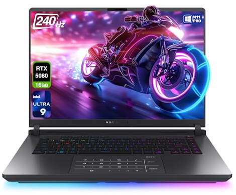 ASUS ROG Strix G16 Ordinateur portable de jeu, Intel Ultra 9-275HX, 64 Go de RAM DDR5, 4 To PCIe SSD, écran 16 2,5K (2560 x 1600), Nvidia G-Force RTX 5080, clavier Chiclet rétroéclairé RVB, W11 Pro
