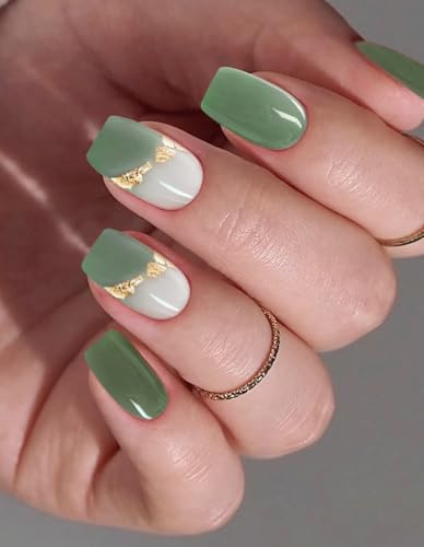 JMEOWIO Autocollant Ongles Gel UV Dégradé Vert Gel Nail Art Stickers Semi-durci Stickers Ongle Deco Ongle Design Manucure