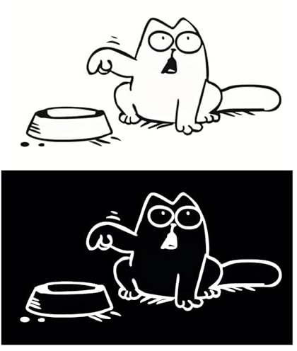 2Pcs Simons Cat Autotankdeckel Aufkleber Lustige Cartoon Katze Wasserdichte Vinylaufkleber Weiß Und Schwarz Einfach anzubringen Für die meisten Tankdeckel (Links)