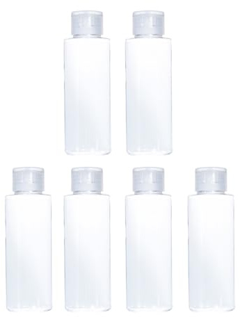 Hohopeti 6 Stück Reise Kosmetikflaschen 50 Ml aus Kunststoff Transparente Nachfüllflaschen mit Flip Deckel Auslaufsicher für Lotion Sonnencreme und Flüssigseife
