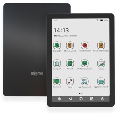 Bigme B6 Color E-Reader, E-Ink eBook Readers 6 Inch Colour eReaders Digital ePaper Tablet with Android 14, 4G+64GB, Adjustable Front Light Android eReader Device with Audiobook Black