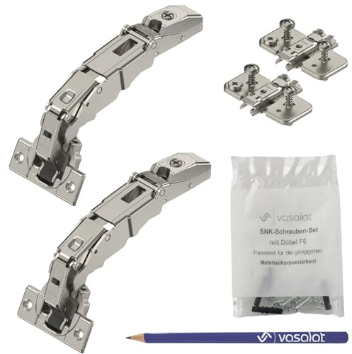 Blum Weitwinkelscharniere Clip Top Blumotion - 2x Weitwinkel Scharniere 155 Grad, gerade mit Feder, zum Anschrauben mit 2x Grundplatten