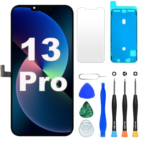 DIGI4U LCD für iPhone 13 Pro Display Bildschirm Ersatz, 6,1 Zoll Bildschirm mit TrueTone, Face ID & 3D Touch, Ersatzdisplay mit Reparaturset für iPhone 13 Pro