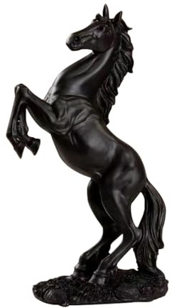 Pferde Statue, Vintage Pferd Deko Figuren, Pferde Skulptur Handwerk, Pferd Dekofigur aus Harz, Feng Shui Skulptur für Reichtum und Glück für Wohnzimmer, Büro, Bücherregal, Schlafzimmer (Schwarz)