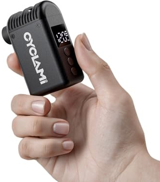 CYCLAMI Mini pompa per Bicicletta, Pompa Elettrica per Bicicletta Portatile 120PSI con Manometro Digitale per Bici da Corsa Portatile, con Valvole Presta e Schrader