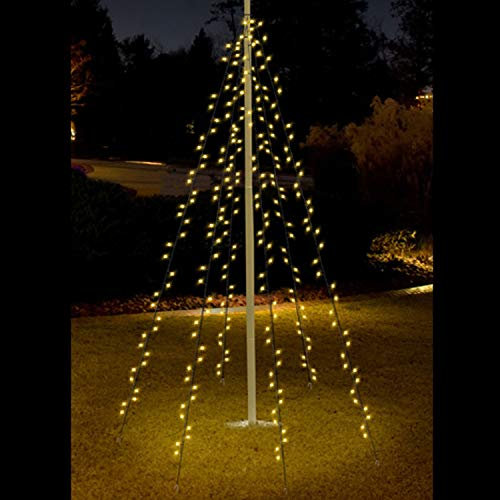 Unbekannt Lichterkette 400 LEDs Warmweiß 8m für Fahnenmast Baum Außenbeleuchtung Kegel Weihnachten