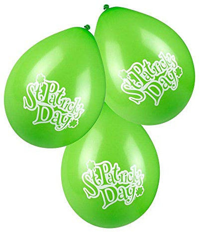 Boland 44918 - Ballons St Patrick's Day, 6 Stück, circa 25 cm, Dekoration für den irischen Feiertag, Irland, Hänge-Deko, Fahne, Motto-Party