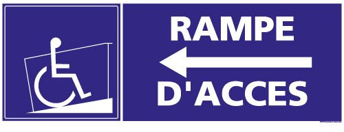 Panneau - Rampe d'Accès Flèche Vers la Gauche - Plastique rigide PVC 1,5 mm - Dimensions 210 x 75 mm - Protection Anti-UV