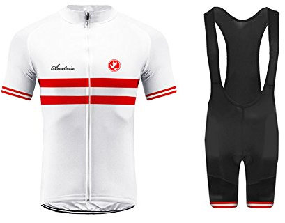 UGLY FROG Milchfaser Sport & Freizeit Herren Kurzarm Radtrikot Anzüge Jugend Rennrad Radtrikot Bib Kurzanzug Quick Dry Biking Kleidung Anzüge für Outdoor Sports Österreich Flag Streifen-Design