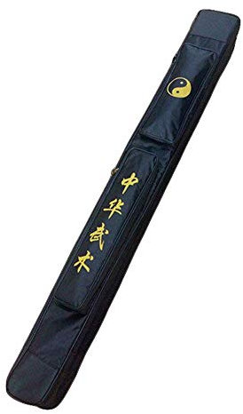 G-LIKE Bolsa de transporte japonesa Bokken - Bolsa de transporte de una y doble capa de espada con múltiples bolsillos - Lona con poliuretano (negro, doble)