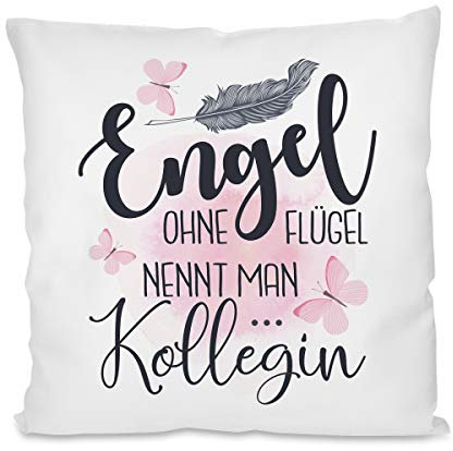 Herzbotschaft Kissen mit Motiv - Engel ohne Flügel nennt Man Kollegin