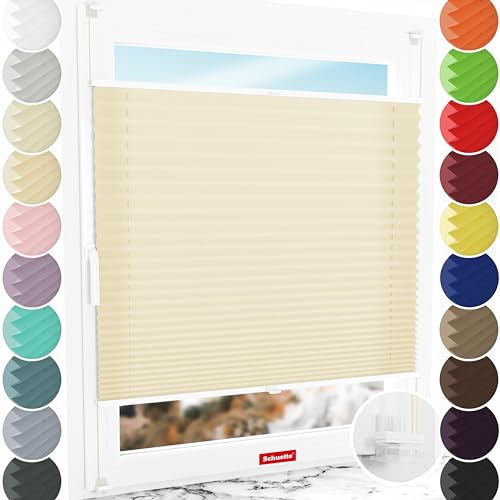 Schuette® Plissee ohne Bohren ● Premium Kollektion: Sahara's Sand ● 35x100cm (Breite x Höhe) ● Suprafix Faltrollo Klemmfix 2.0 Rollo ● 60 Sekunden Plisseerollo Montage inkl. Video
