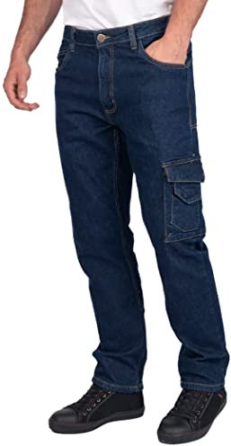 Lee Cooper LCPNT239 Ropa de trabajo hombre Seguridad Vaqueros de carpintero Stretch Pantalones de trabajo, Azul, 34W / 31L