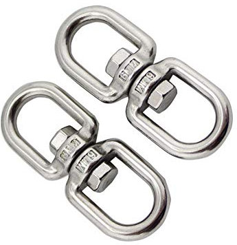 Doble Ojo Giratorio Grillete de Gancho Anillo Conector, Junta Universal Giratoria de Acero Inoxidable, 2 Pcs,6mm