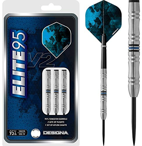 DESIGNA Elite 95 V2 Dartpfeile mit Stahlspitze, 22 g