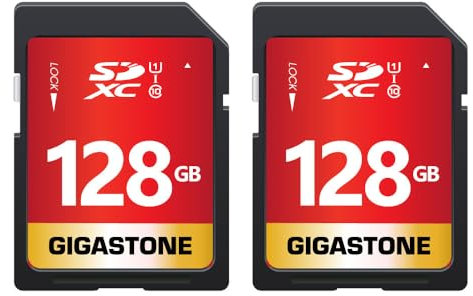 Gigastone 128GB 2-Pack SD Card UHS-I U1 Class 10 SDXC Memory Card Full HD Video for Canon Nikon Sony Panasonic Digital Camera, Full Size SD Card