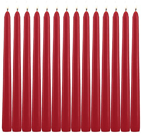 Grcdoyvl 14 Pack Tall Red Taper Candles - 10 Inch Red Dripless, Unscented Dinner Candle - Paraffin Wax with Cotton Wicks - 8 Hour Burn Time.