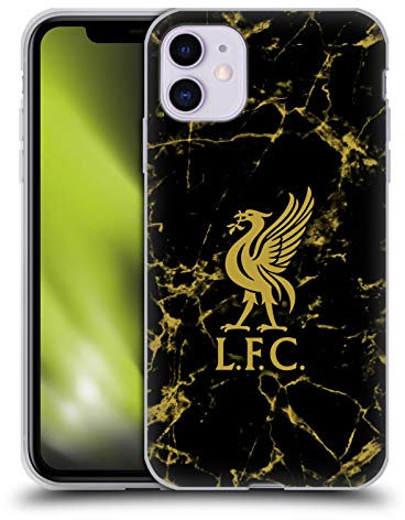 Head Case Designs Officially Licensed Liverpool Football Club Black & Gold Marble Crest & Liverbird Patterns 1 Soft Gel Case Compatible With Apple iPhone 11