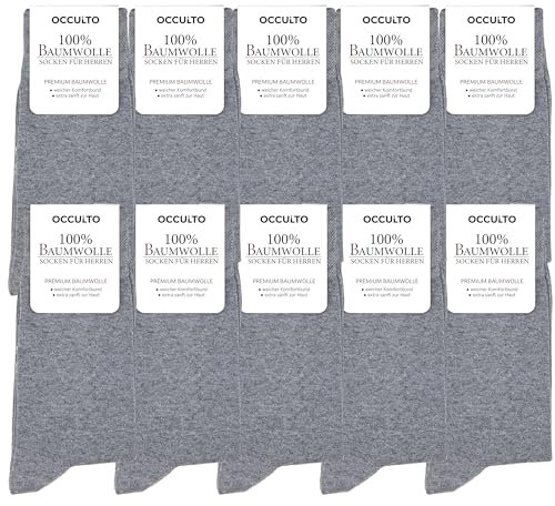 Occulto calze uomo 100% cotone pacco da 10-20 (modello: Ingo) 43-46 10 Paia | Grigio