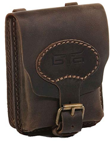 MIKA 28059822 - Gürteltasche M aus Echt Leder/Sattelleder mit unterteiltem Hauptfach und 2 Gürtelschlaufen, Hüfttasche im Hochformat, Belt Pouch in Dunkelbraun, Taillentasche ca. 12 x 5 x 15 cm