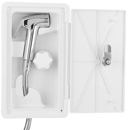Cabine de douche, Duokon RV boîte de douche, boîte de douche extérieure interrupteur froid chaud avec Kit 2 clés pour caravane de camping-car bateau marin