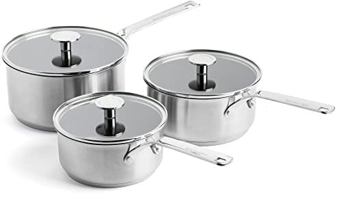 KitchenAid Stainless Steel PFAS Free 3 Piece Cookware Saucepan Set