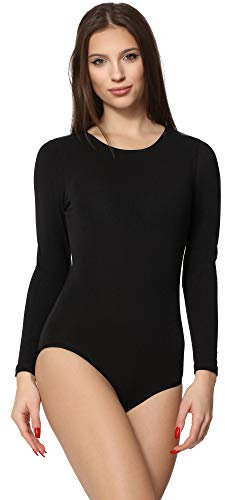 Merry Style Damen Langarm Body MS-114 (Schwarz, XL)