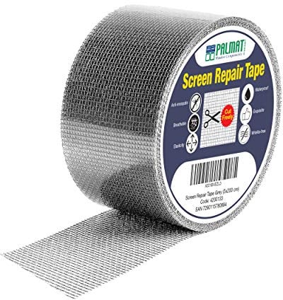 PALMAT - Kit de Réparation de Moustiquaires - Pour réparer les fissures et les perforations instantanément, Imperméable, Résistant à la chaleur, Pour l'extérieur et l'intérieur, 5 x 200 cm (Grise)