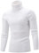 Belovecol Mens Turtleneck High Roll Neck Tops Soft Warm Knitted Turtle Neck Pullover Sweaters, White, L