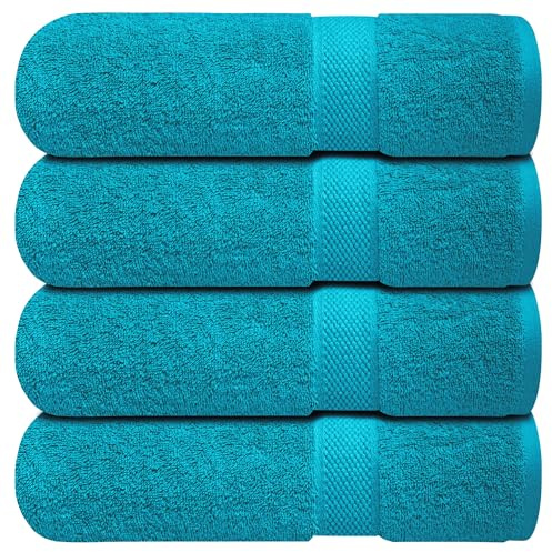 Infinitee Xclusives 100% Ring-Spun Cotton Bath Towels for Bathroom - 4 Pack | Luxury Super Soft, Absorbent & Quick-Drying |27x54 inches| Large Bathroom Towels Set |600 GSM| Gym, Shower, Spa & Hotel Use