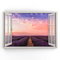 Estika - Leinwand Bilder Fensterblick - Sonnenuntergang, Lavendel - 120x80 cm - 1 teilige Wandbilder, Bild auf Leinwand, Modern Deko für wohnzimmer schlafzimmer - Natur Landschafts bilder - 5967A_1B