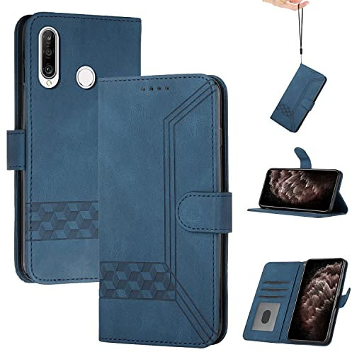 Momoka Store Handyhülle für Huawei Honor 10Lite/P Smart 2019/P Smart Plus 2019,TPU Klapphülle Schutzhülle für,Lederhülle mit Standfunktion und Kartenfach-Blau