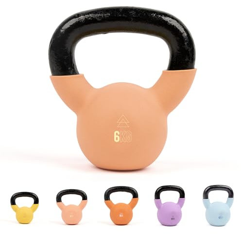 Myga Iron Kettlebell - Heavy Cast Iron Weight for Fitness and Strength Training, Bodybuilding, Muscle and Cardio - Workout Equipment ideal for Home, Gym and Studio - Peach, 6kg