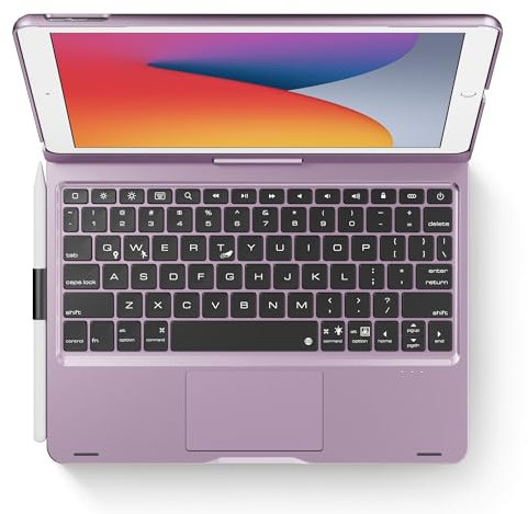 edaiser Étui avec clavier pivotant pour iPad 10,2 9ème, 8ème, 7ème, iPad Air 3ème et iPad Pro 10,5 2ème génération ; housse rotative sans fil, porte-crayon, pavé tactile intelligent, rétroéclairage