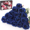 Cloudecor 15Pcs Artificial Roses Velet Real Touch Single Stem Fake Roses Silk Realistic Bouquet Flowers Arrangements Home Office Party Wedding Decoration (Round Roses - Royal Blue 15p)