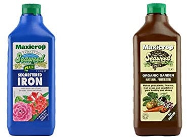Maxicrop PPSI61L Sequestered Iron, Natural Seaweed Extract Plus 2% Iron, 1L, Concentrate & XNATF61L All Purpose Organic Garden Natural Fertiliser, 1L, Concentrate