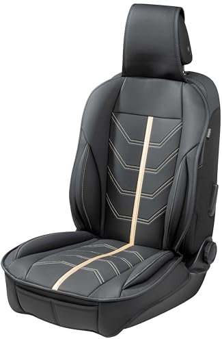 Walser Premium Sitzauflage Auto Kimi, Sitzschoner Auto schwarz/Gold, Vergleichssieger* Auto Sitzauflagen, Sitzbezug Auto Vordersitze, Schonbezug Autositz, Autositzauflage Vordersitze PKW/LKW