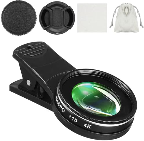 Hemobllo Professional Clip-on Macro Lens for Smartphones 15X Zoom Macro Lens with Multi-Coated Optics for Clear Detailed Photos of Flowers Jewelry Coins