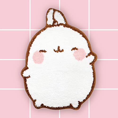 6vibes Molang Badezimmerteppich - Badematte rutschfest - Extra saugfähiger Badvorleger 55 x 75 cm - Super weicher Duschvorleger - waschbar mit Waschmaschine - Geschenk und Fanartikel