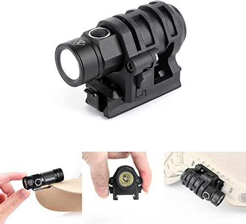 rdzzwxw Tactical Military Helmet Light, 400 Lumens Mini Scout Light with Strong/Soft/Strobe Lamp, Ultra Bright LED Flashlight Helmet Mounted with Clamp Holder Picatinny Side Rail for Fast Helmet