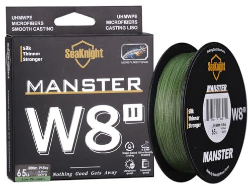 SeaKnight W8 II 8 Fili Lenza da trecciato 500M Filo da Pesca alla Carpa Acqua salata, 0.8#: 17LB (0.14mm)