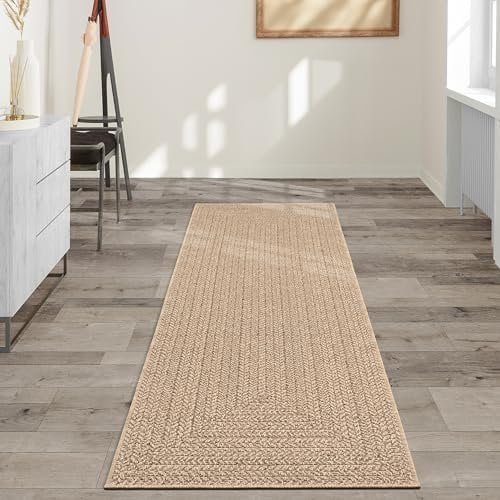 the carpet Kansas - robuster In- und Outdoor Teppich im natürlichen Jute-Look, wetterfest, geeignet für Terrasse und Garten, ca. 80 x 250 cm
