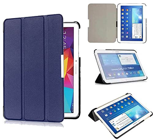 Custodia per Samsung Galaxy Tab 4 10.1 pollice T530 T531 T535 Tablet Cover - Affari luce di lusso Smart PU Slim Shell Cover in pelle con Auto Sleep/Wake (blu scuro)