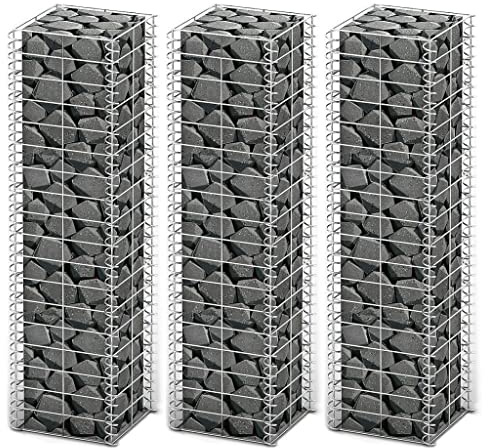 INLIFE Gabionen-Set 3-TLG. Verzinkter Draht 25×25×100 cm,9.1kg,141045