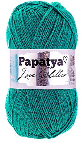 100g Strickgarn Papatya Love Glitter Wolle Häkelgarn Glitzerwolle Farbwahl, Farbe:6550 petrol