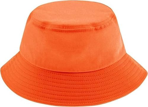 Bucket Hats Fisherman Style Plain Simple Bucket Hat for Women Men Girls or Boys | Brimmed Sun Hat for Football Hiking Fishing Festival or Beach Holiday | One Size Fits All (Orange)