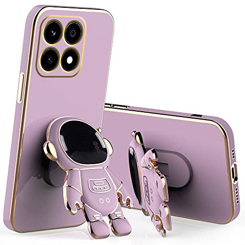 Wousunly Compatible With Honor X8 5G / Honor X6 / Honor 70 Lite Case Shockproof, Ultra Slim Soft Silicone Honor X8 5G / X6 / 70 Lite Phone Case with Cute Astronauts Hidden Brackets Cover (Purple)