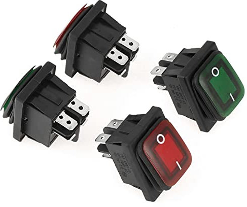 4 Stück Set Schwarz Wasserdicht 4 Pin 2 Position Ein AUS Rot Grün Lampe Wippschalter P Werpro